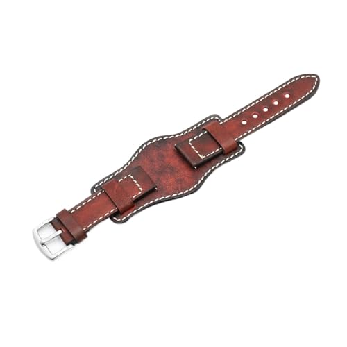 Correa de cuero artesanal de 22mm para reloj de hombre estilo retro en color azul