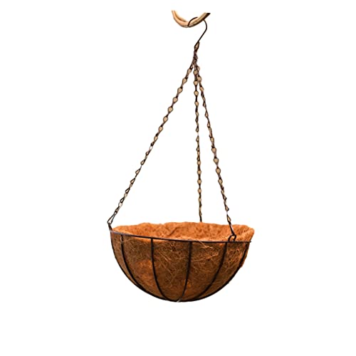 FUNOMOCYA Metall Hängetopf mit Kokosfaser Einlage Runder Draht Pflanzkorb Dekorativer Balkon Blumenhalter Wetterfester Hängeblumentopf Langlebiger Pflanzenhalter für Wohnzimmer und Terrasse