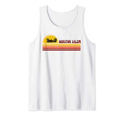 Ciudad retro con logotipo vintage de puesta de sol de Winston Salem Camiseta sin Mangas