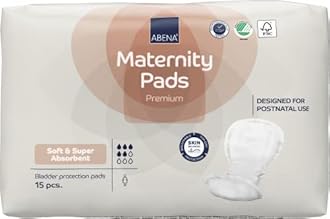 Abena Premium Maternity Pads for Women Super Absorption, Soft Disposable Pads, Breathable and Skin Friendly for After-Delivery Incontinence, Postpartum Essentials, Maternity Pads After Birth, 15 Count