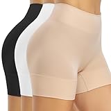 YUTYTH Anti Chafing Shorts Women, Seamless Cycling Shorts Women for Under Dress Stretchy Hot Pants Ladies Safety Boxer Underwear Black-white-nude