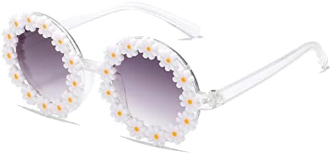 Round Flower Sunglasses for Girls Flower Shaped Cute Glasses UV 400 Protection Outdoor Beach Girl Boy Gifts