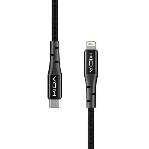Image of KIDA Type C to iPhone MFI Certified 20W Fast charging Nylon Braided USB C Cable for iPhone 14,14 Pro,14 Pro Max, IPhone 13 Series,12,12 Pro,11,11 Pro Max iPhone 12 Mini, X, 8(1M, Black)