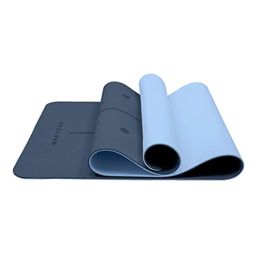 MAXYOGA® MaxDirect Esterilla Yoga con Sistema de Alineación y Marcados. Colchoneta Yoga Mat Antideslizante y Ligera de Material Ecológico TPE. Tamaño Ideal 183cm x 61cm x 6mm. - Azul