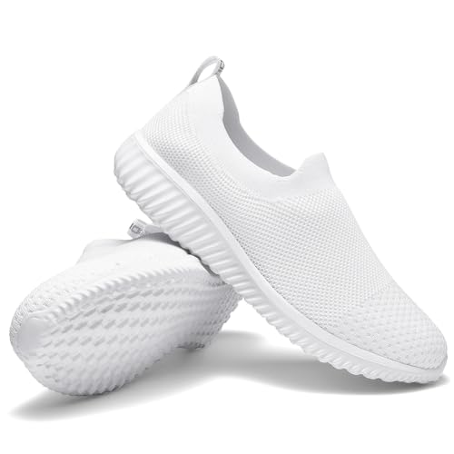 Image of konhill Womens Walking Shoes Slip On Sneakers Breathable Mesh Lightweight Casual Footwear for Daily Commute