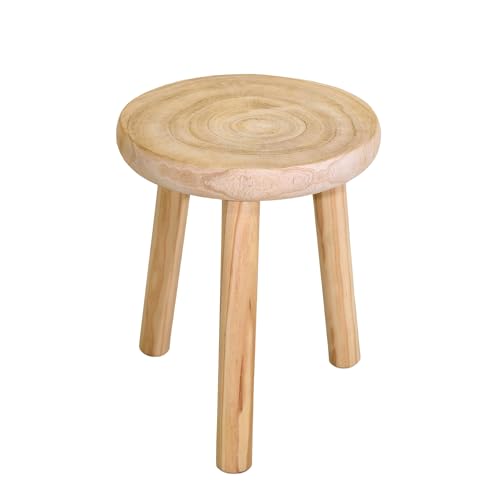 Spetebo Holz Blumenhocker mit 3 Beinen - Ø 35 cm - Deko Hocker rund naturbelassen - Pflanzenständer Blumenständer Beistelltisch Couchtisch Teetisch
