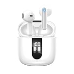 JBES Wireless Earbuds Bluetooth Earphones, 60H Deep Bass Ear Buds with 6 Noise Cancelling Microphone, IP5 Waterproof in Ear Headphones for iPhone Android Sports Gaming (snow)