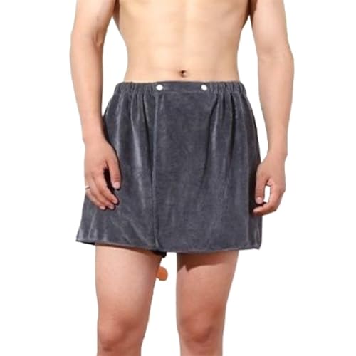 Men's Bathrobes Beach Towels Short Shower Skirts Shower Pants Bath Wrap Spa Sauna Robe Bath Towel Shower Towels Wrap Towel Hotel Gym Bathrobe(Color:Gray), OneSize 40*150(cm)
