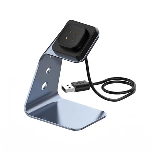 �yPopolier�z�[�d�X�^���h �[�d�P�[�u�� �Ή� �t�B�b�g�r�b�g Fitbit Sense, Sense 2 / Versa 3, Versa 4 �[�d - USB �y�ʕ֗� �}���[�d ���萫 ���s�p ���ϋv (�O���[)