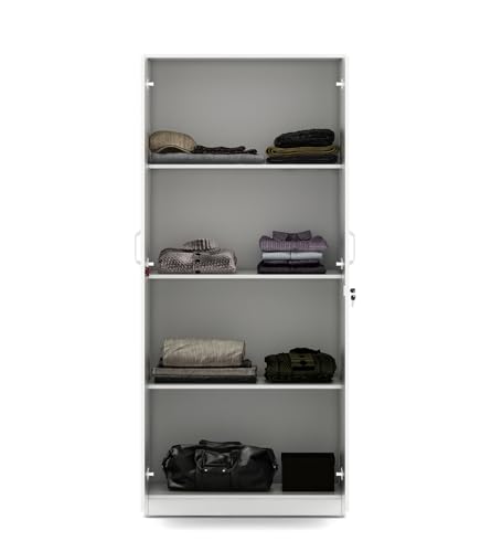 Image of Axel 2 Door Wardrobe Engineered Wood | Frosty White Finish | Matte | Knock Down | Bedroom Storage with 3 Shelves | Water & Scratch Resistant | 3-Year Warranty