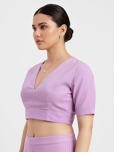 Image of Thevasa Women's Everyday Divine Depth V Neck Half Sleeves Blouse
