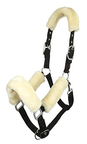LeMieux Comfort Headcollar for Horses - Black/Natural - Soft Fleece Lining - Adjustable & Durable - Full
