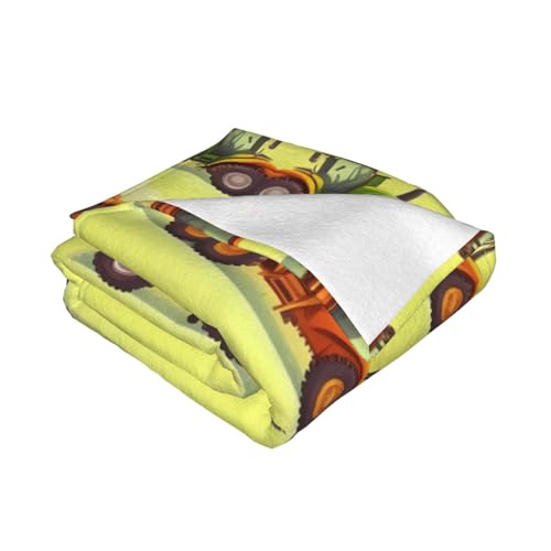 Couverture polaire en flanelle de machine agricole verte pour lit - 4