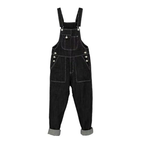 Pantalones de mezclilla para hombre WOLONG negros con peto ajustado y bolsillo para trabajo y diario