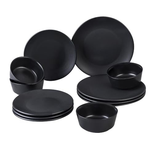 Catálogo para Comprar On-line Plato santa anita Top 10. 45 Santa Anita Vajilla de Porcelana Obsidian Black 12 piezas para 4 personas