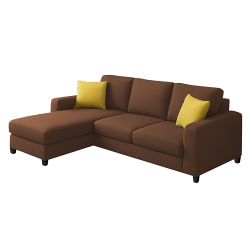 Image of Casaliving Rolando 4 Seater L Shape Sofa Set with 2 Puffy for Living Room (Brown) Left Side Sofa Set for Living Room | Hall| Office Room