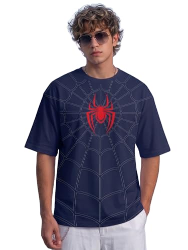 Image of Veirdo Men Spider-Man Printed Oversized T-Shirt