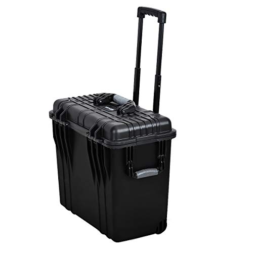 Meijia Waterproof Portable Equipment Hard Case With Retractable Pull Handle And Rolling Wheels,Foam Inserted , Elegant Black, Fit For Drones,Rifle,Camera,Lens,19.88X12.01 X18.11 Inches #TOP2