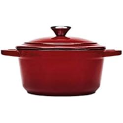 Cazuelas Rojas Antiguas SHYOD Cazuela - Redondo de cerámica cazuela for Hornear con Tapa roja con Acabado Estilo Antiguo