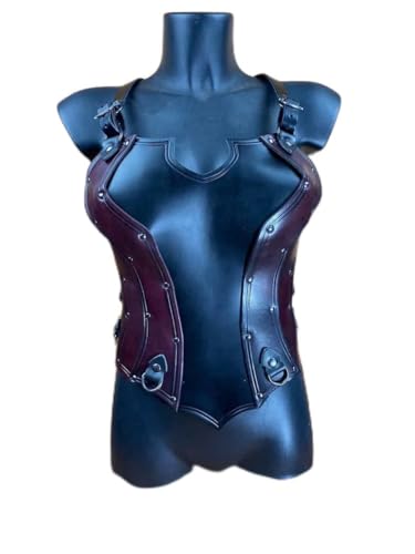 NauticalMart Female Leather Warrior Corset - Perfect for Larp, Cosplay, Cinema, Theatre Women Leather Chest Armor Re-Enactment Halloween Costume