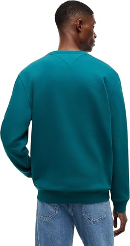 Tommy Jeans Herren Sweatshirt Regular Fit Flag Fleece Rundhalsausschnitt, Grün (Polar Teal), XL – Ansicht 2