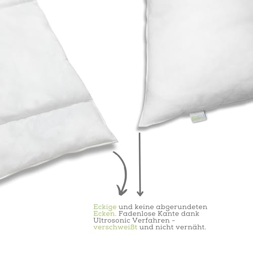 Bodyprotect Bettwaren Set, Ganzjahresdecke 135 x 200 cm + Kopfkissen 80 x 80 cm, Bettdecke Ecoline, medium Steppdecke, waschbar, Made in EU, Allergiker geeignet, weiß