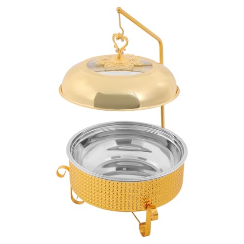 10.5QT Chafing Dishes for Buffet, Round Stainless Steel Gold Chafing Dish with Hanging Rod and Fuel Holder for Home Use, Christmas, Catering Party Complete Buffet Warmer