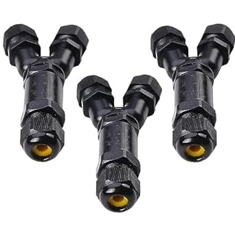 IP68 Waterproof Junction Box Outdoor Cable Connector, 3-Way Wire Connector Electrical Y Type Junction Box, Extension Electrical Cable Protector (3 PACK)
