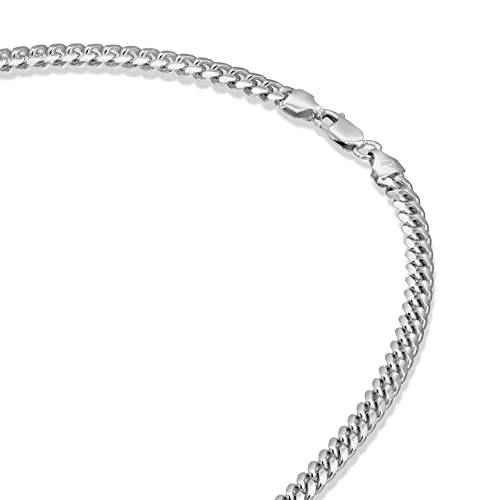 Pavoi Italian Solid 925 Sterling Silver, 5X Thicker 22K Gold Plated, Water Resistant, Italian 5Mm Miami Cuban Link Chain Necklace For Men And Women, Made In Italy (22, White Gold) #TOP3