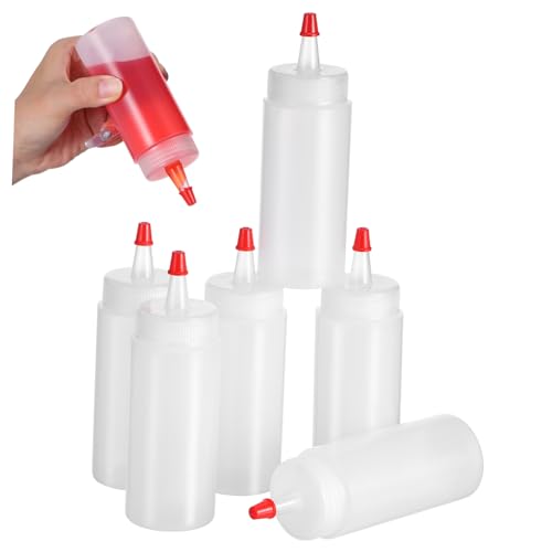 FUNOMOCYA 6 Pezzi Bottiglie Squeeze in Plastica Ldpe per Dispenser Dosatore per Liquidi Volumetrici Facili da
