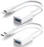 Opluz [2 Pack] Lightning to USB Camera Adapter for iPhone 14/iPad + USB C to Female USB OTG Cable Adapter for iPhone 15/Samsung, Compatible with USB Flash Drive, Keyboard, Mouse, MIDI, Hubs
