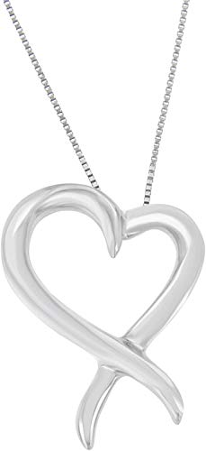 .925 Sterling Silver Open Heart-Shaped Awareness Ribbon Pendant Necklace