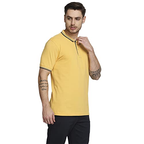 Image of Colorplus Men's Cotton Blend Solid Pattern Tailored Fit Polo Neck Half Sleeve Casual T-Shirt