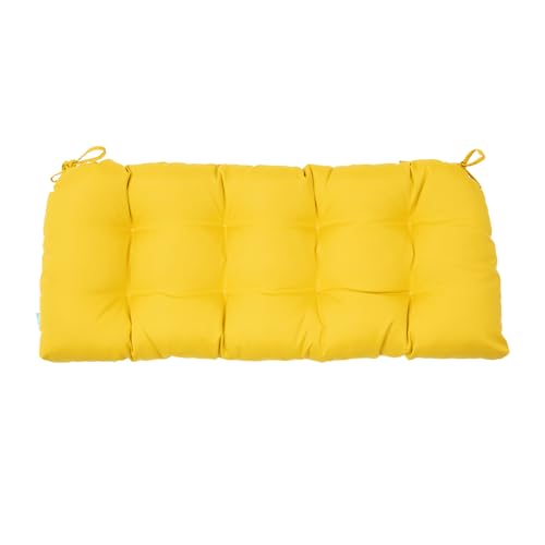 Image of QILLOWAY Outdoor Patio Cushions Set of 3, Wicker Furniture Cushions with Ties, Waterproof Loveseat & Seat Cushions for Patio Bench, Porch Chair, Outdoor Replacement Cushions, Yellow