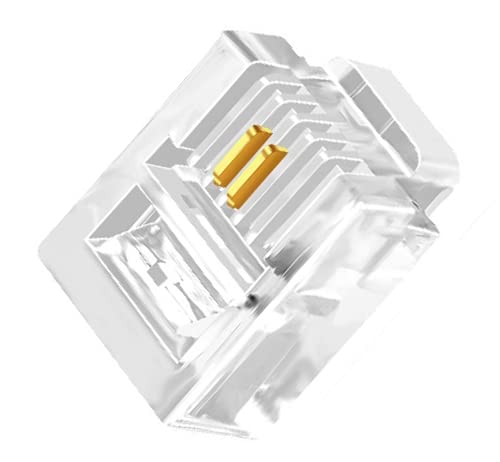 TECH-X-Telephone-Plug-2-Pin-RJ11-6P2C-Modular-Plug-Telephone-Phone-Connector-Crystal-Head-Plug-Network-Connector-62-Telephone-Cord-Connector-Adapter-Crimp-Two-core-Cable-RJ-11-PlugPack-50
