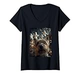 Photo Gallery donna divertente yorkshire terrier selfie fantasmi foresta cane halloween maglietta con collo a v Photo Gallery donna divertente yorkshire terrier selfie fantasmi foresta cane halloween maglietta con collo a v