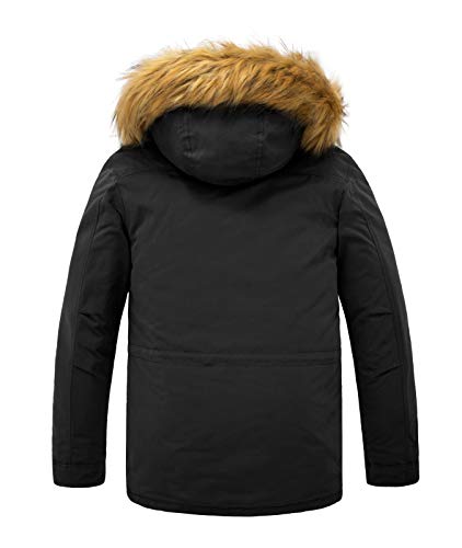 Image of WenVen Men's Winter Warm Thickened Waterproof Parka Jacket Fur Hooded Coat