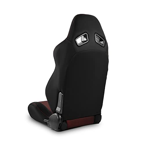 Modifystreet Universal Black+Red Mesh Pvc Reclinable Racing Seats Pair #TOP3