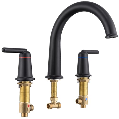 Wintap Bathtub Faucet Set 3 Hole, Widespread Deck Mount Tub Faucet with Valve Brass High Flow Tub...