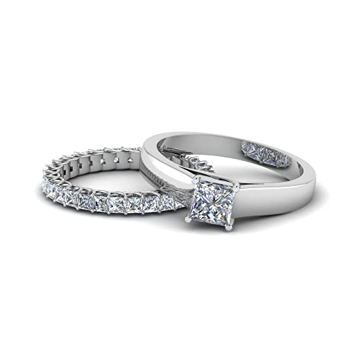 Bague Solitaire Plate Argent Sterling Princesse : Alliances de Mariage du 47 au 70
