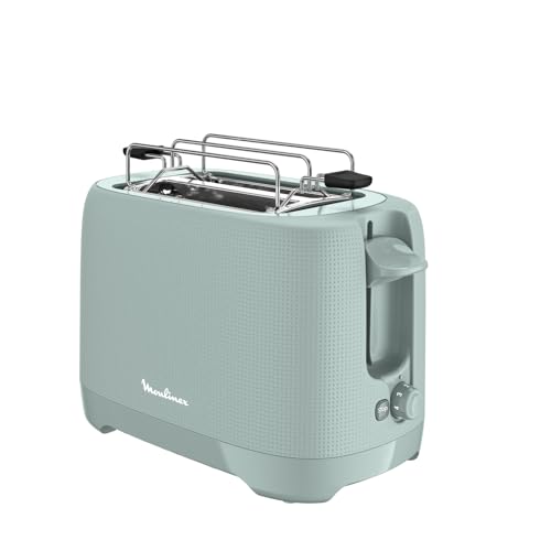 Moulinex Morning Plus Tostadora con 2 compartimentos, 7 niveles de dorado, función de parada, bandeja recogemigas extraíble, ranuras extra amplias, LT2M13