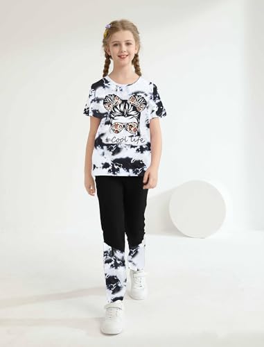 Image of Girl Clothes Cute Cool Girl Tops Splicing Pants 2 Piece Girls Summer Outfits 6-14 Years