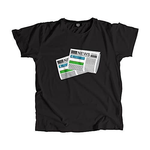 T-shirt Ouzbékistan homme et femme motif journaux vintage en coton