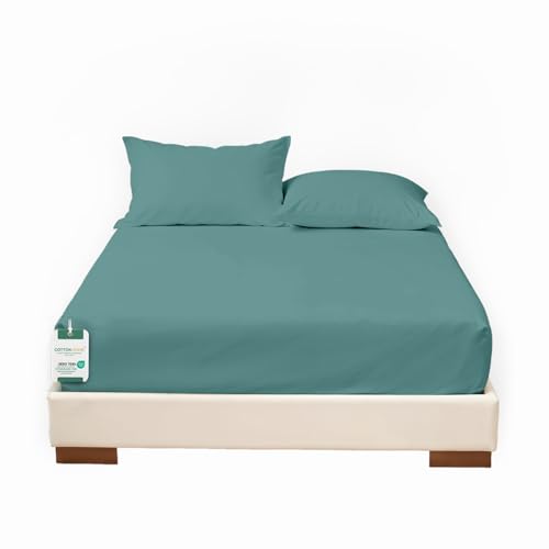 Cotton Home 3 Piece Fitted Sheet Set 200x200cm with 2 Pillow Cover Hotel Luxury Supersoft Super KingBed sheet Comfortable Lightweight Breathable Bedding Set Fits up to 30cm Deep Pocket (Teal)