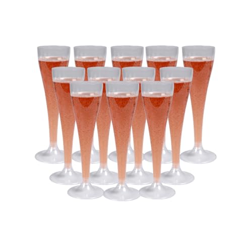 ABENA Clear Plastic Champagne Glasses 100ml 17cm Pack of 12