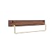 TentHome Porte-serviettes Suspendu Porte-serviettes de Bain Autocollant Barre de Cuisine en Bois et Laiton Porte-manteau Mural pour Salle de bain Cuisine, sans Perçage (Bois de noyer, 60cm)