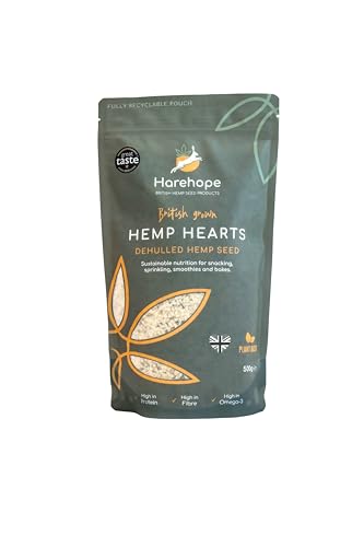 Harehope - British Grown Hemp Hearts - (Dehulled Hemp Seeds - High in Omega 3-6-9 & Plant-Based Protein) 500g