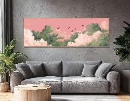 Affiche oiseaux nuage duveteux impression haut de gamme pour salon