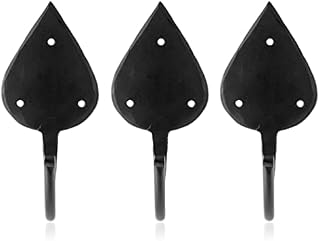Blacksmith Wall Mount Coat Hooks  Handmade Wrought Iron J-Hooks w/ Screws & Wall Anchors Kitchen, Bedroom, Bathroom - Single Prong Door Hooks Hanging Towels Bags Hats (Set of 3, Gothic) (FA0005)
