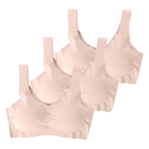 Cocila Reggiseno Invisibile Reggiseni Sportivo da Donna, Senza Ferretti, Cuciture Reggiseno Sottile Estivo Ice Comfort Top Sportivo Donna Beige L